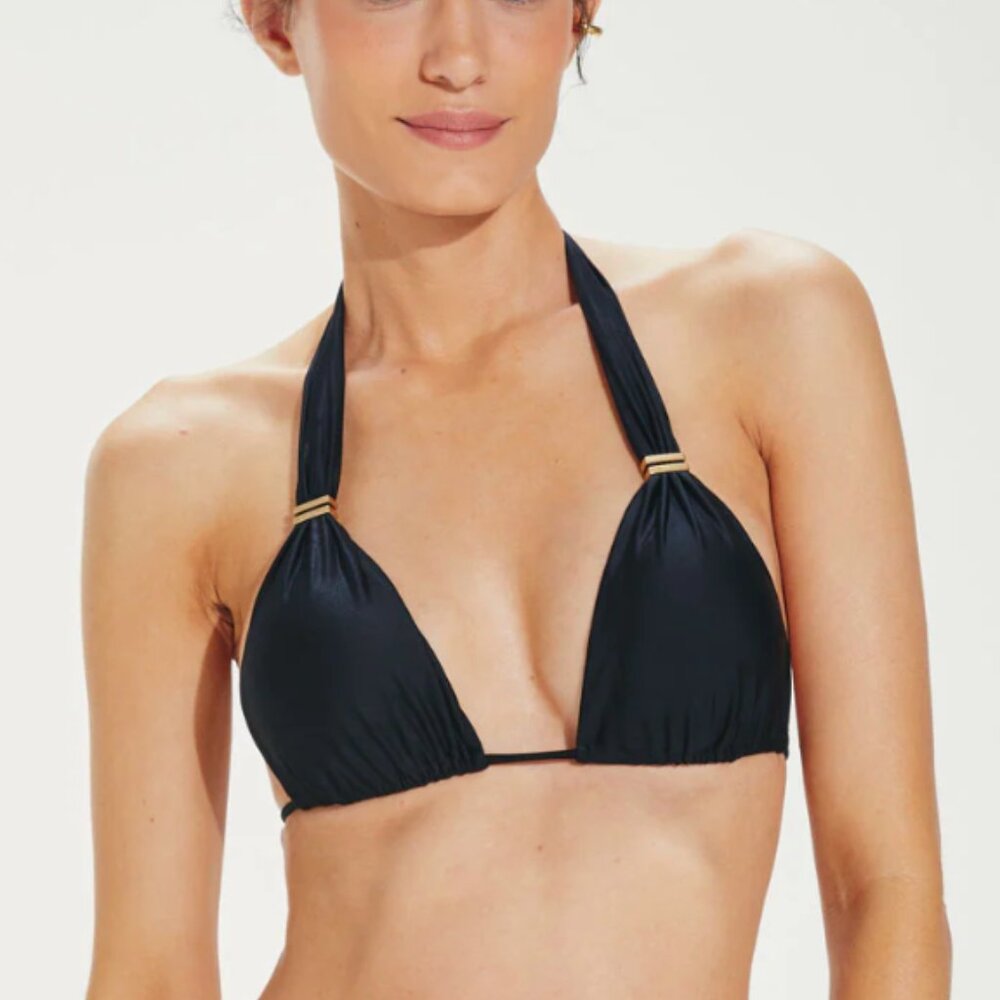NEW! ViX 'Bia' Tube Bikini Top Black/Gold Size Large $160